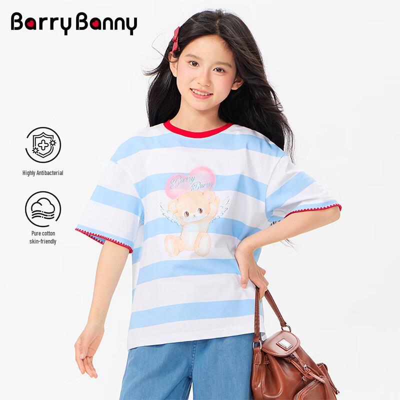 BARRY BANNY Girls' Cotton Bear Short Sleeve T-Shirt