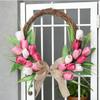 Flower Wreath Front Door Easter Wreath Fadeproof Artificial Spring Wreath for Indoor Outdoor Home Decor Red Pink White