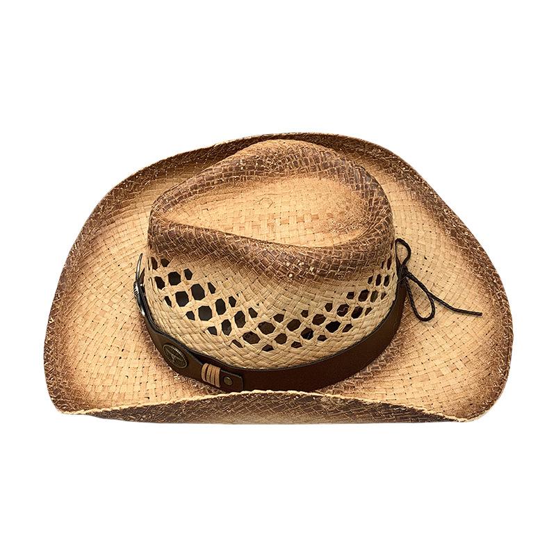 Western Men'S Outdoor Beach Hat Sun Hat Cowboy Straw Hat Women'S Big Eaves Sun Protection Adult