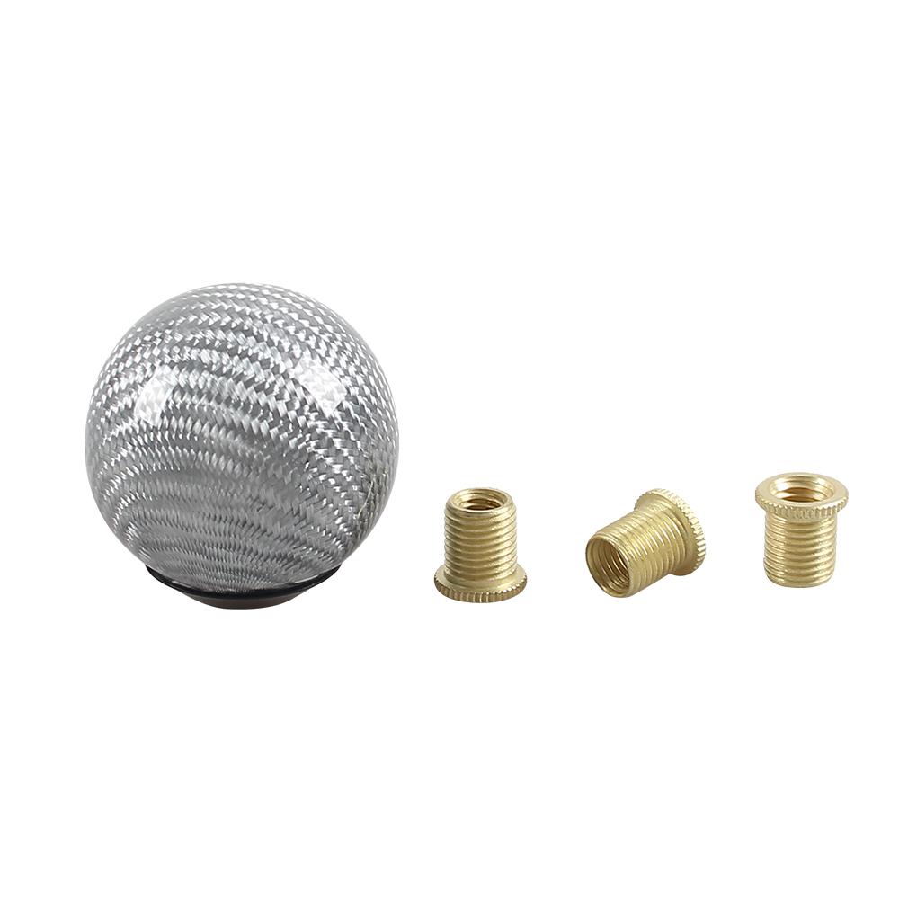 Buton schimbător de viteze universal auto din fibră de carbon, rotund, pentru vehicule manuale automate, cu 3 adaptoare