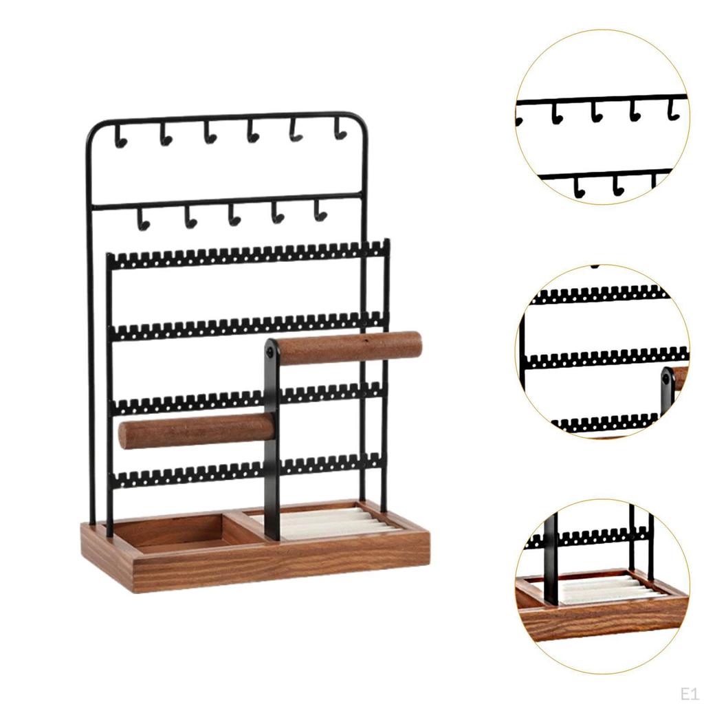 Bijley Jewelry Organizer of Jewelry, Necklace Support, Mode with Basic Wooden Circle Holder