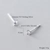 100% 925 Silver Small CZ Zircon Stud Earrings Mini Crystal Student Stud Minimalist Jewelry