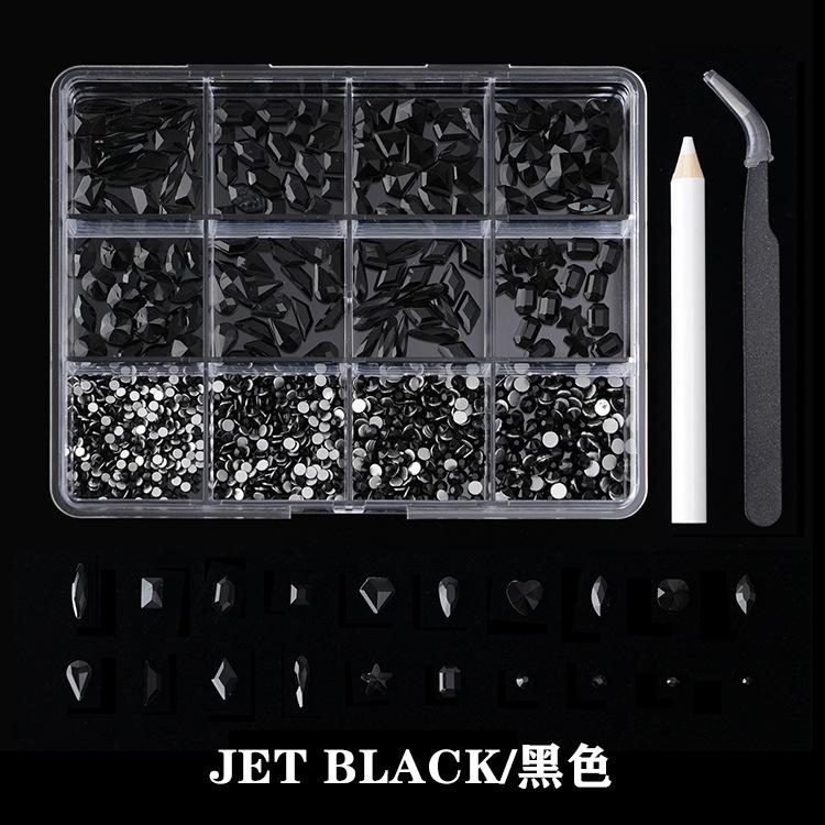 12-Grid Boxed Rhinestone Nail Art Flat Bottom Special-Shaped Diamond Nail Rhinestone Nail Art Jewelry Set