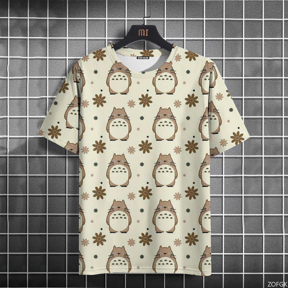 3D Anime Cartoon Totoro Cute Printed Short Sleeve Summer Casual Fashion Round Neck Personalized Loose T-shirt