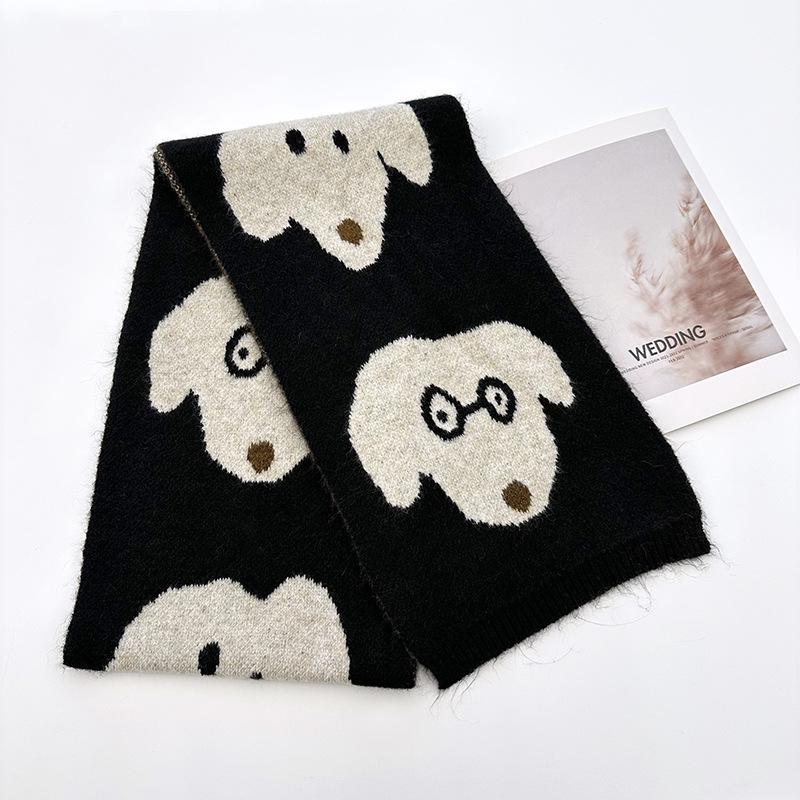 

Милые очки собака медведь шарф для женщин Инс осень и зима универсальный мягкий и теплый шерстяной вязаный шарф студенческий тренд 190*25cm