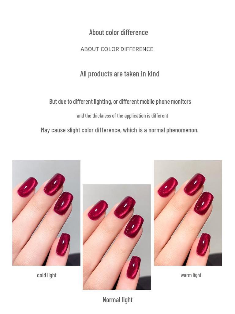 2025 Pigeon Blood Red & Ankara Red Cat Eye Gel Nail Polish Set with Whitening Glass Beads