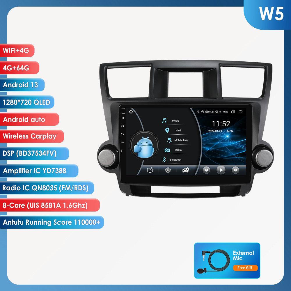 

OSSURET 2din 4G LTE Восьмиядерный Android 14 Snapdragon Автомагнитола для Toyota Highlander 2007-2013 Carplay Автомобильный мультимедийный плеер DAB TPMS GPS W5 8Core 4G 64G