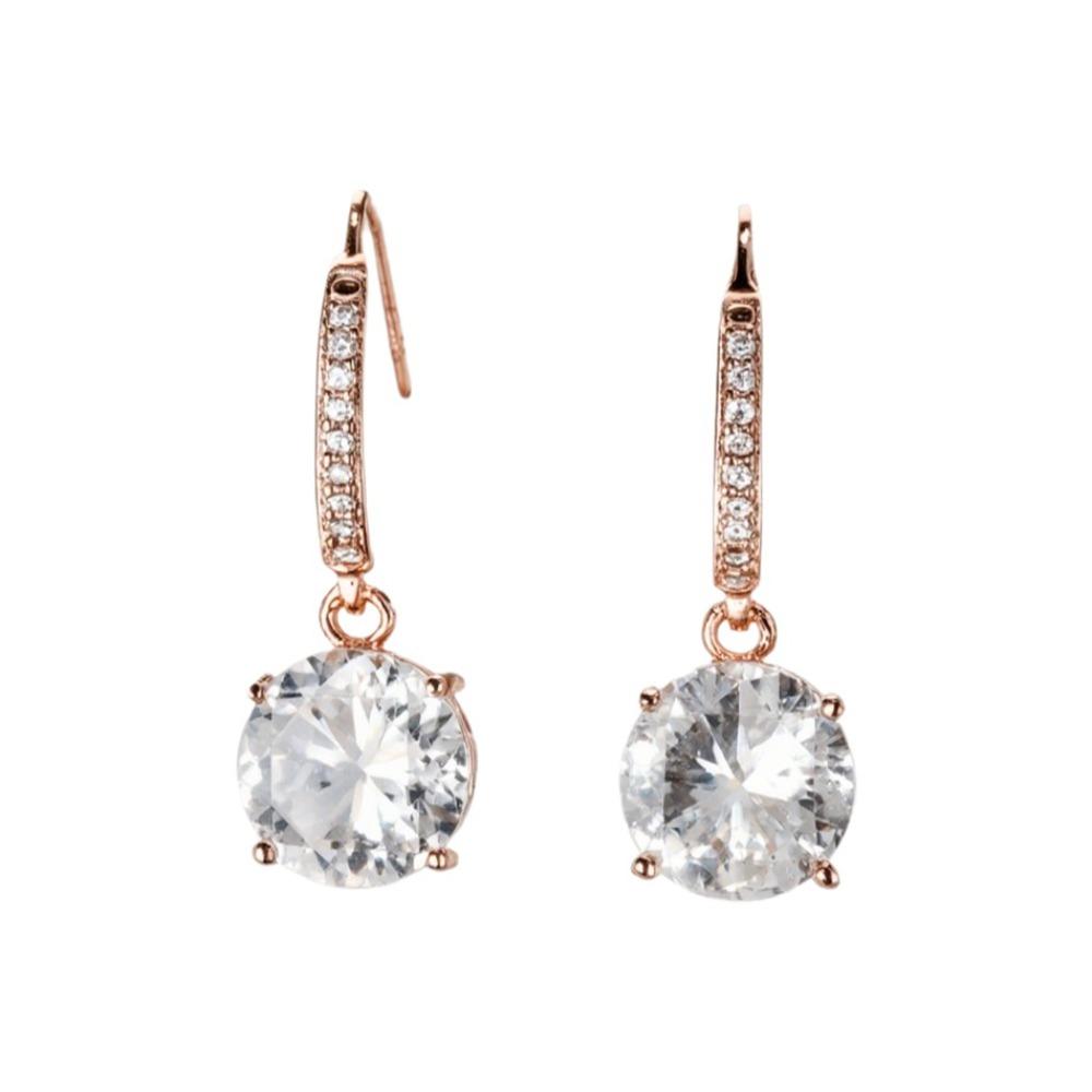 

Simple Round Rhinestone Earrings Light Luxury Ladies Ear Accessories Jewelry Gifts розового золота