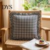 Quadratischer Schlafsofa-Deko-Rüschen-Kissenbezug, Baumwoll-Karomuster-Hülle mit Rüschenrand, 18x18 Unifarbene Kissen Zoll 20x12 Dekorative Hülle für