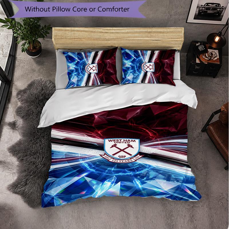 West Ham United Calcio Set Biancheria da Letto 3 Pezzi Morbido Set Copripiumino con Federe Set Decorazione Camera da Letto per la Casa