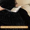 Ultra-Soft Faux Rabbit Fur Striped Throw Blanket - Double-Layered for Warmth, Ideal for Sofa or Bedroom.