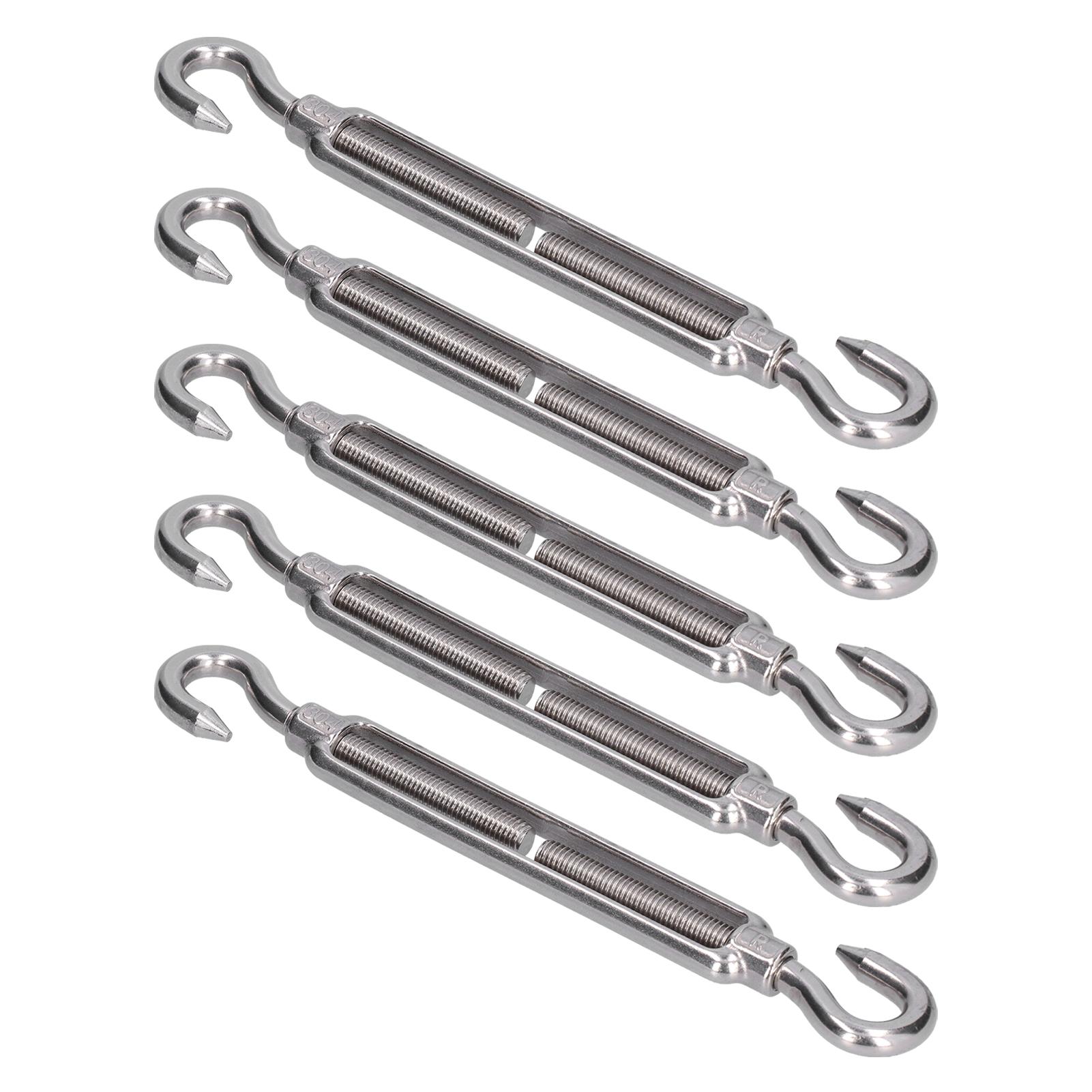 5Pcs Turnbuckle Hook and Hook Wire Rope Tension 304 Stainless Steel Shade Sail HardwareM4 304 stainless steel
