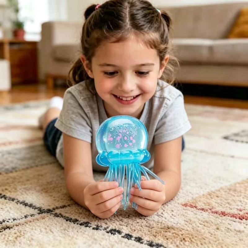 Glitter Jellyfish Squishy Stress Ball Slow Rebound Squeeze Fidget Toy Sensory Toy for Anxiety Relief Kids Adults