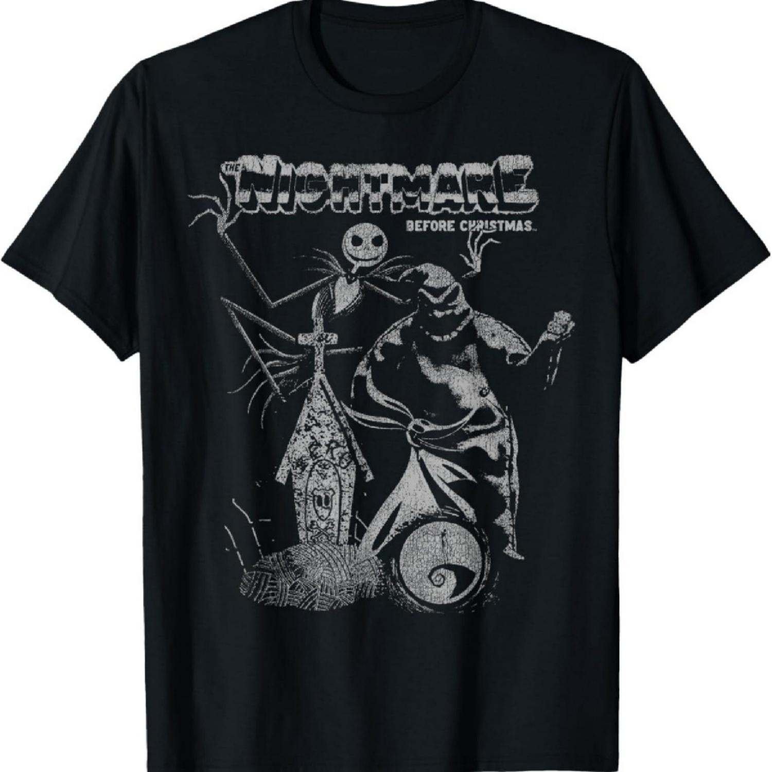 Винтажная футболка с портретом из мультфильма Тима Бёртона «Кошмар перед Рождеством» S