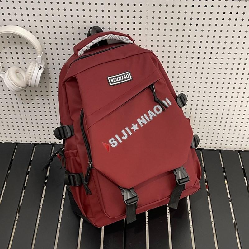 

Oxford Letter Unisex Bookbag With Antiburden Features For High School Students красный