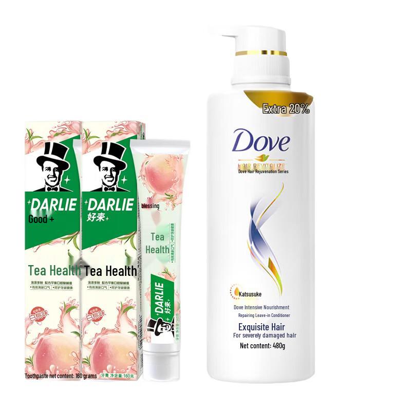 Darlie Peach Toothpaste & Dove Repair Conditioner Family Set