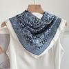 Blue Cashew Flower Bag Head Neck Protection Scarf Imitation Silk Medium Square Scarf with Shirt Scarf Scarf Versatile and Thin for Men and Women