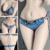 Denim Bra Shorts Cosplay Sexy Lingerie Extreme Kinky Micro Bikini String Panties Exposure Sexy Costume Erotic Top and Bottom Set B Set S [Ahegao]