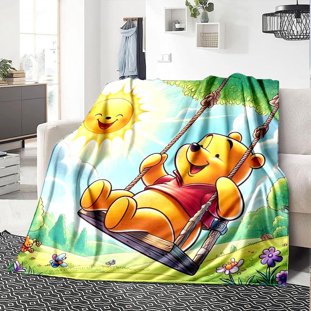 Piglet Sunny Sky Flannel Blanket Super Soft Warm Cozy Blanket For Sofa Bed Office Travel Allseason Home Decor Gift
