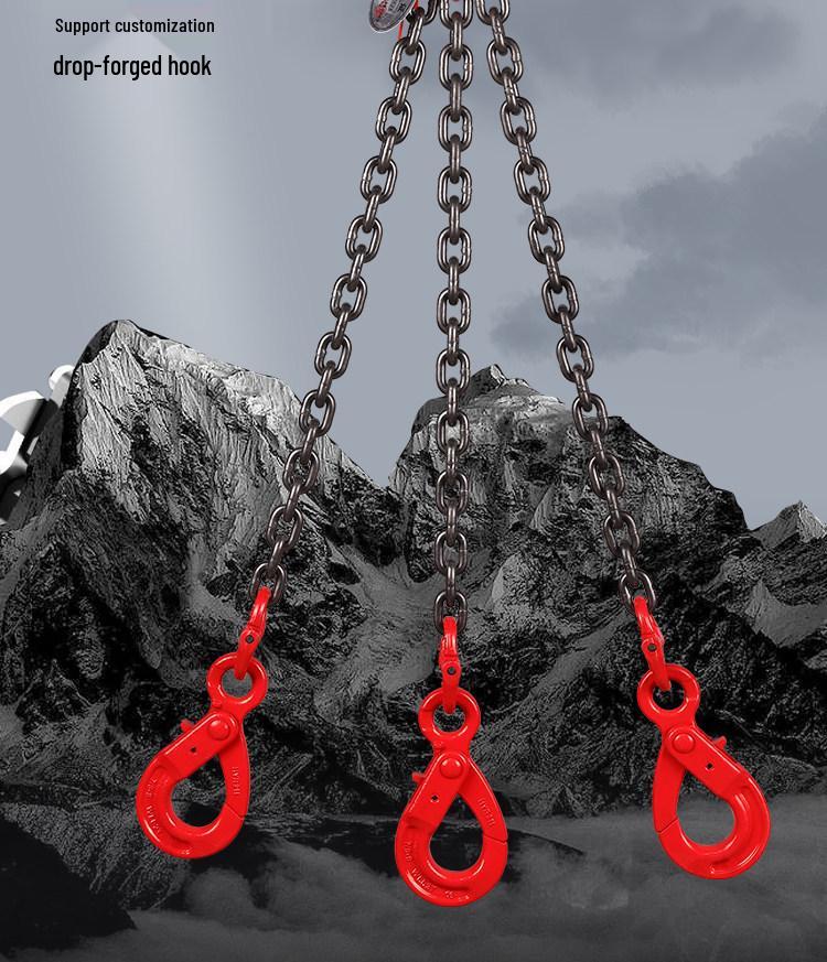 Double Hook Self-Locking Safety Lifting Chain for Crane, 2-3 Tons Capacity