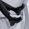 Men's Leather Shoes Spring British Platform Casual Derby Shoes Men's Dress Wedding Black Low Top Martin Boots 2135