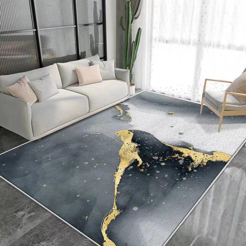 Modern CARPET FOR LIVE ROOM Non-slip Home Decoration Luxury Light Luxury Golden Blue Area Rug Washable Parlor Mat Bedside Room