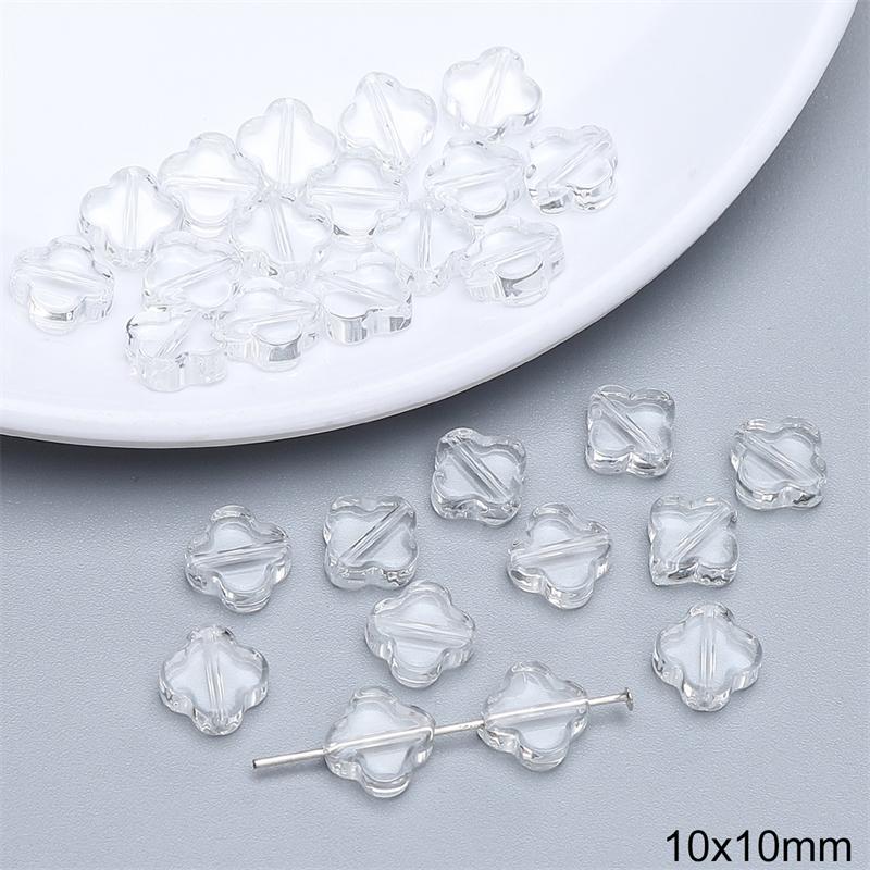 20pcs/bag Special-Shaped Glass Transparent Beads DIY Bracelet Necklace Earrings Jewelry Accessories