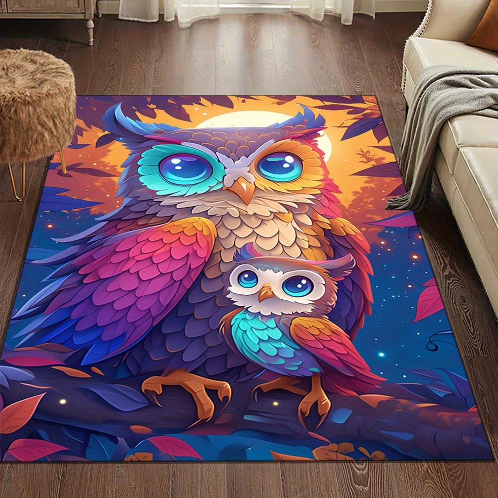 Creative Owl Printed Area Rug: Suitable for Coffee Tables, Living Rooms, Dining Rooms, Bedrooms, Veranda, Office Areas