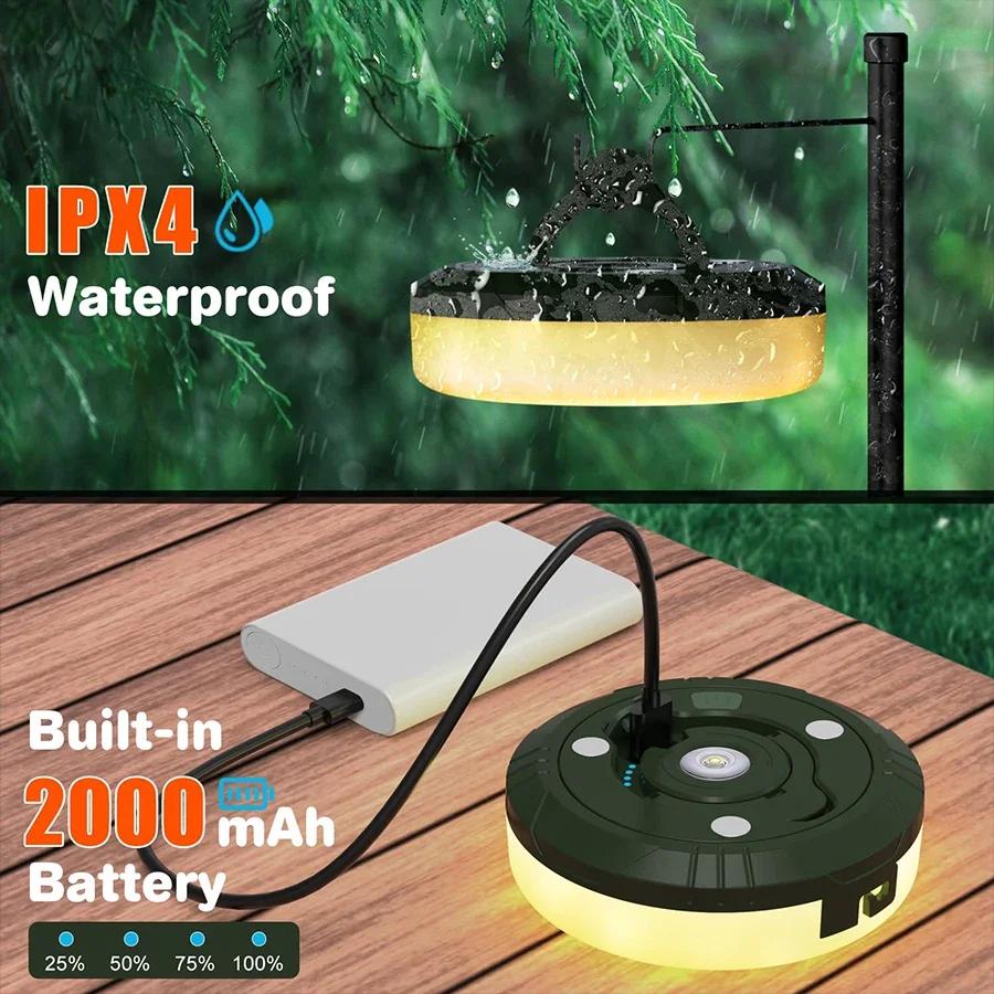 Camping Lamp Reel String Lights 10m Portable Lanterns Rechargeable XTE LED Flashlight Night Light For Garden Tent Room Decor