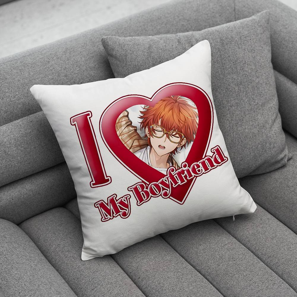 Anime Mystic Messenger Game 707 Pillow Case Antidustmite Pillowcase Invisible zipper silky short plush Sofa cushion cover