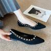 W929-1 Niete 2025 Herbst neue französische Ballerinas Temperament Innenhöhenerhöhung spitze Einzelchuhe vielseitige Pendler-Damen