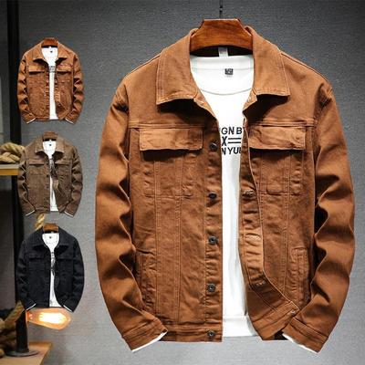 2024 Slim Fit Jeansjacke aus elastischer Baumwolle im koreanischen Stil für Herren – Herbstkollektion