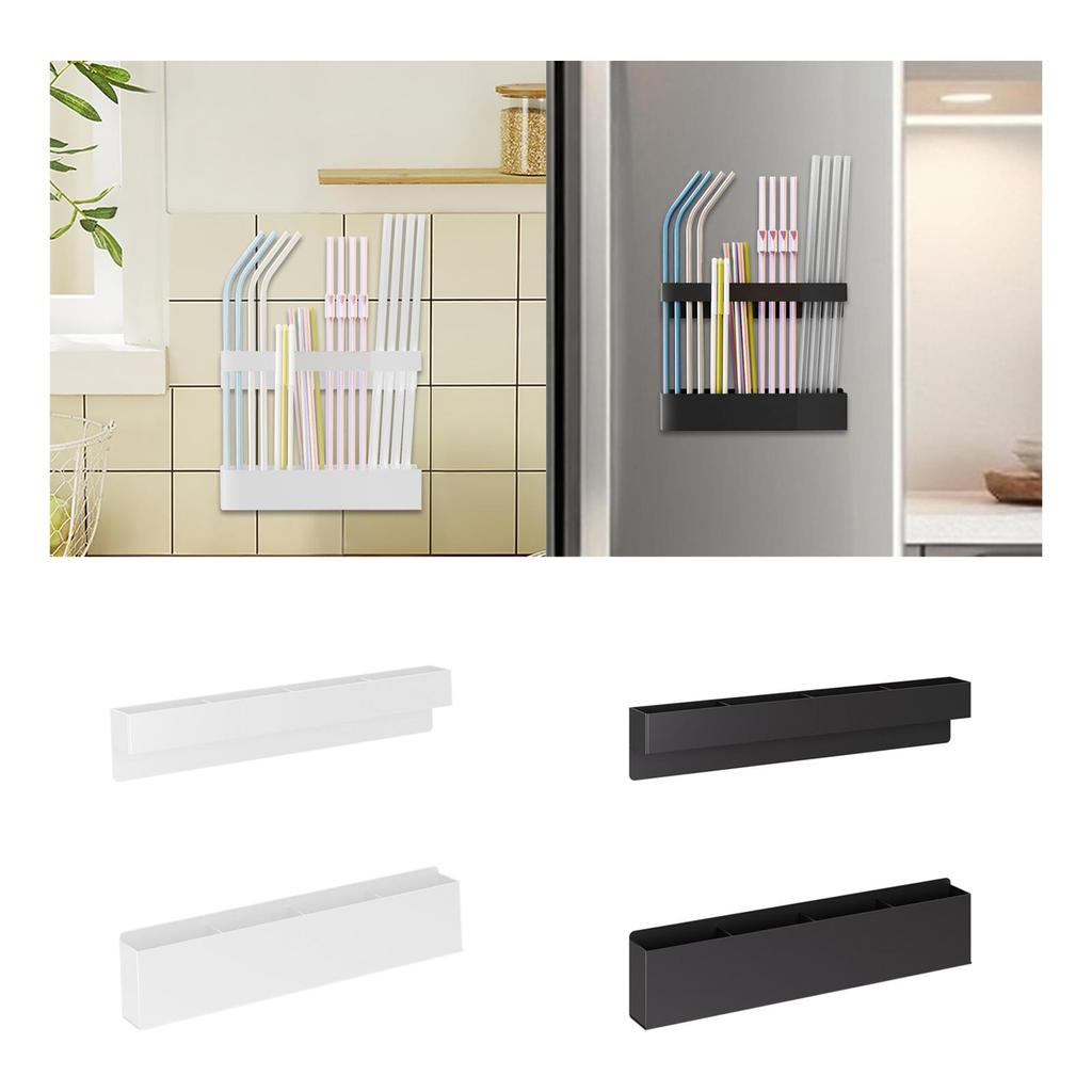 Magnetischer Strohhalmhalter 4 Fächer Aufbewahrung für wiederverwendbare Strohhalme für Kühlschrank, Wohnmobil, Schrank