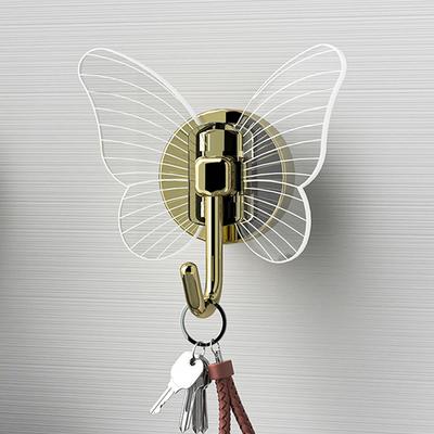 Gancio acrilico trasparente a forma di farfalla Gancio per cappotti Cappello Sciarpa Borsa Trapano Appendiabiti da parete Adesivo forte per decorazione da parete