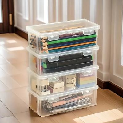 1/2pcs Super-capacity Transparent Storage Box Colored Pencils Student Pencil Case Creative Simple Pencil Case