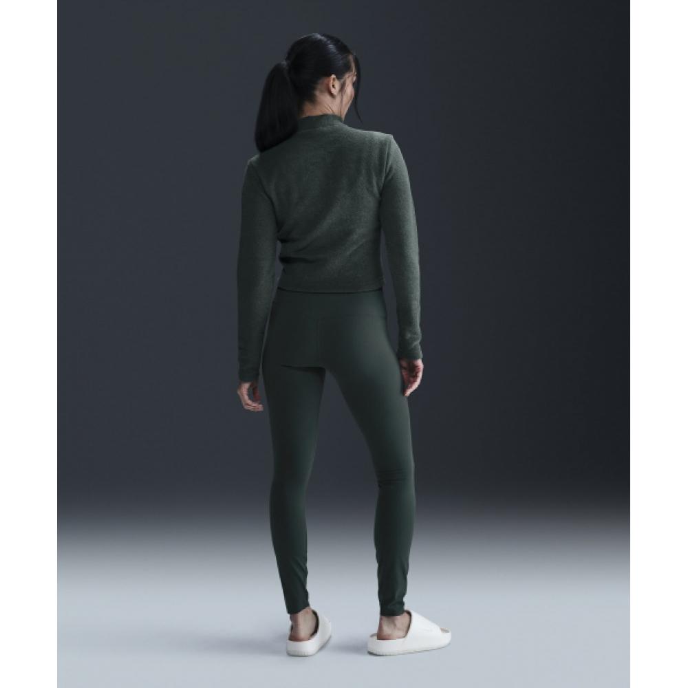 Nike Топ Phoenix с длинными рукавами и застежкой-молнией на половину длины, винтажный зеленый, бикостал Fv8029 338