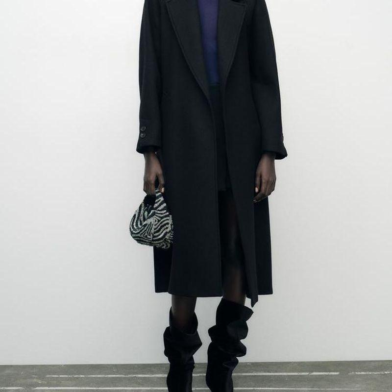 Fall and Winter New Product with Belt Casual Warm All-Matching Wool Blend Long Overcoat Outerwear 9174284