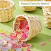 NUOBESTY 6Pcs 2.95X2.95X2.36in Mini Wood Woven Baskets Small Baskets Miniature Artifical Wood Woven Baskets Mini Straw Woven Storage Basket Without