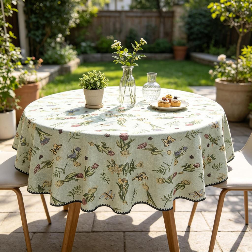 Kitchen Dining Room Daily Arrangement Convenient Soft Fabric Cotton Round Table Cloth