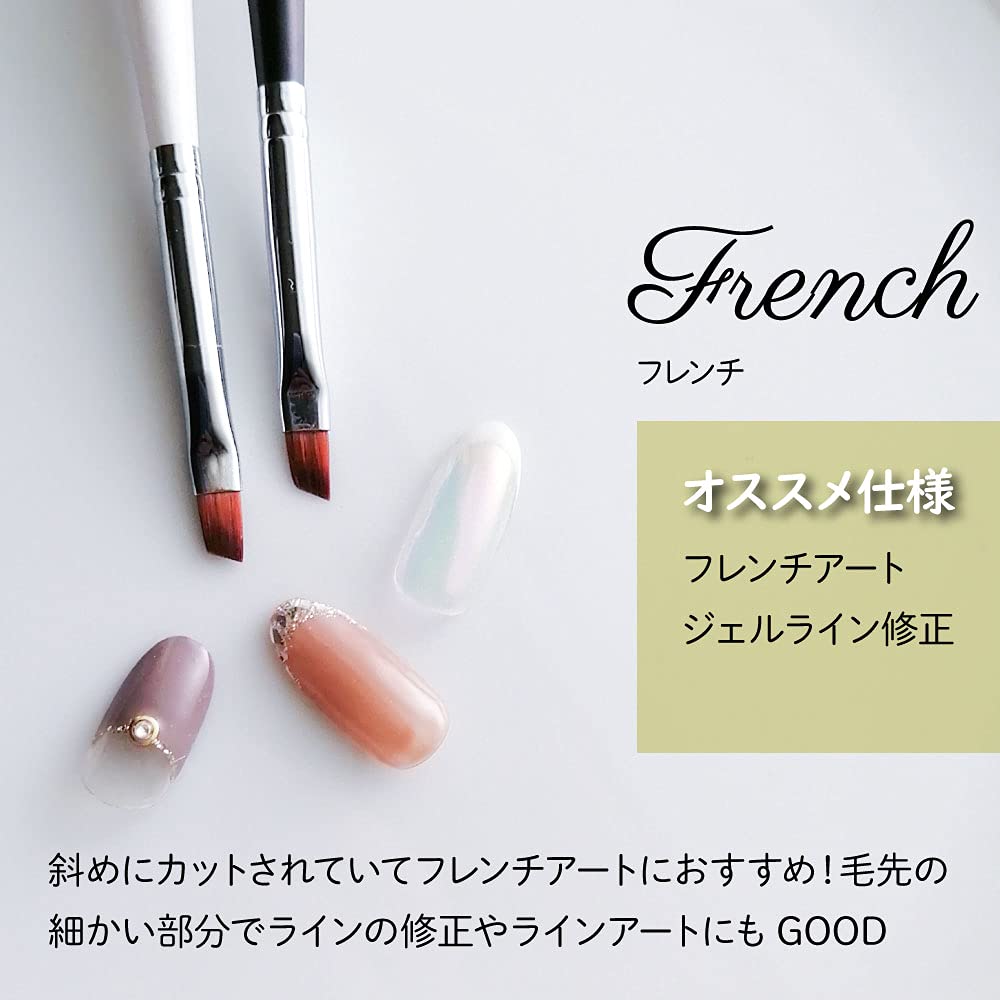 Set of 4 Gel Nail Brushes, White, with Caps, for Gel Nails, Nail Art, and Self-Nails (White, Set of 4)