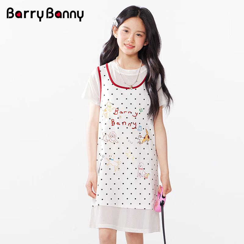 BARRY BANNY Girls' Faux Two-Piece Polka Dot Midi Dress