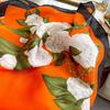 Spring, Summer And Autumn Simulation Silk Scarf Women'S Camellia Decoration Versatile Shawl Sunscreen Beach Towel
