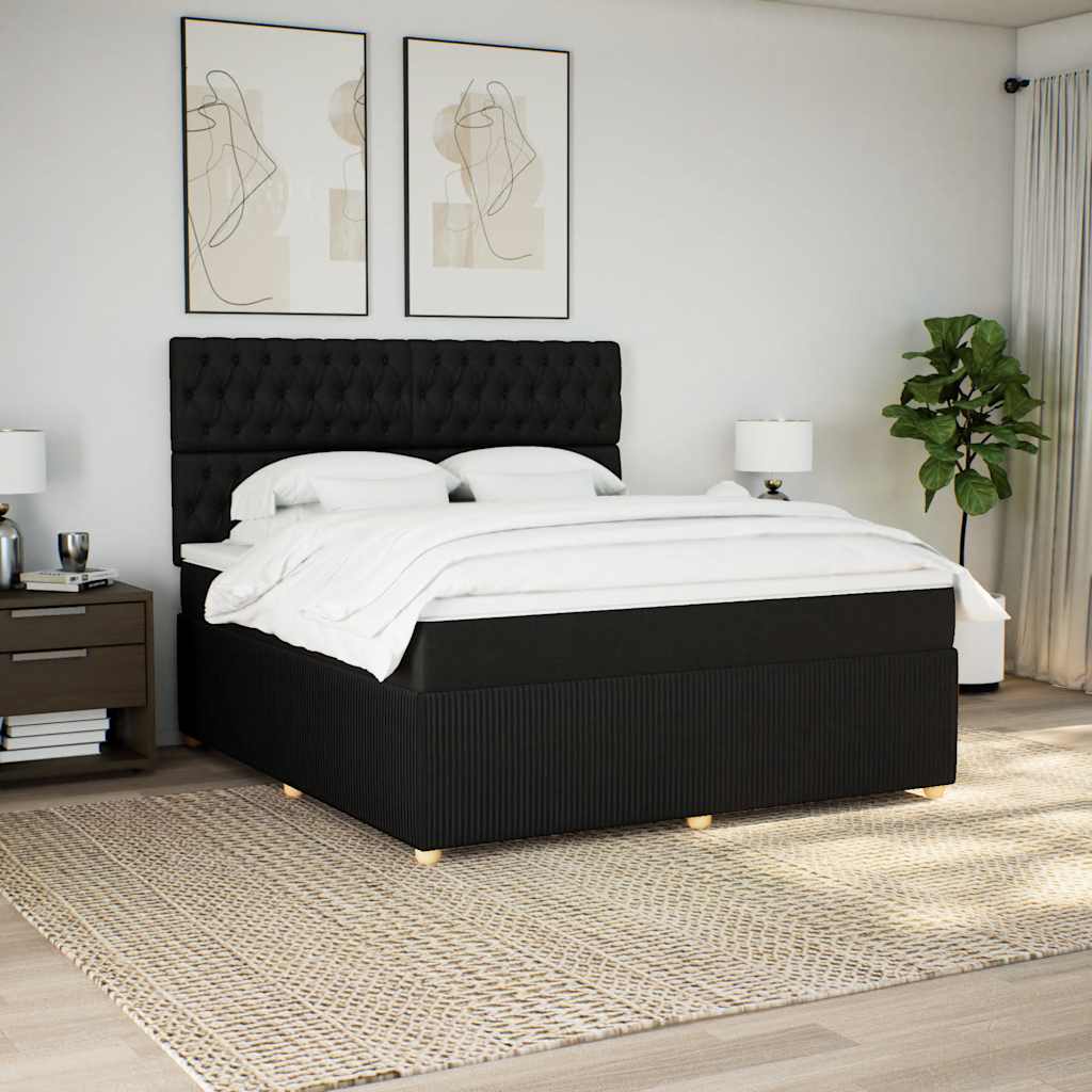 Vidaxl Continental Bed with Mattress, Black, Fabric 180X200 Cm