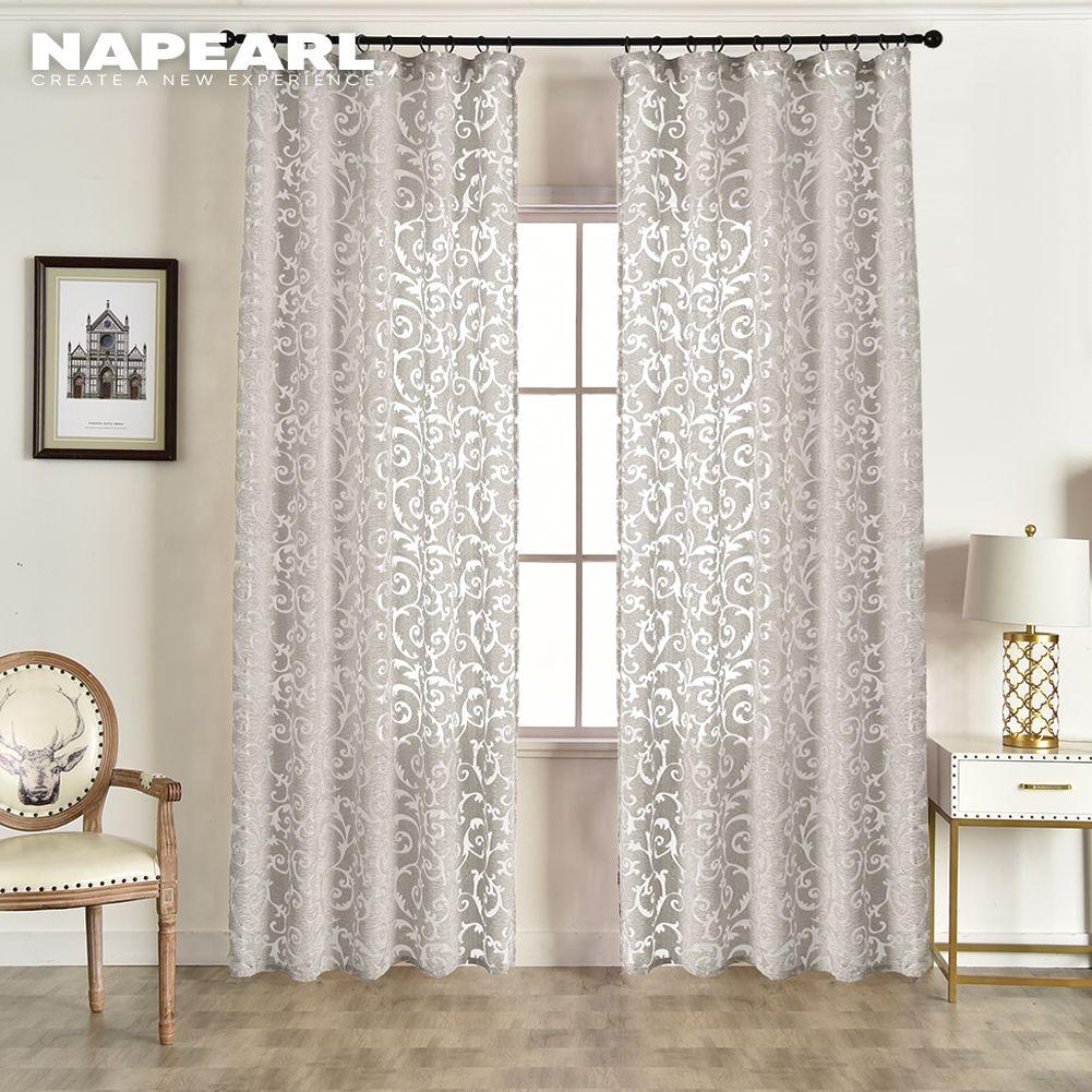 

1 шт. NAPEARL 100x130 Європейський Стиль Жаккардовий Короткий Прозорий Тюлевий Штора для Вітальні Спальні Домашній Декор W150cm x L200cm сірий