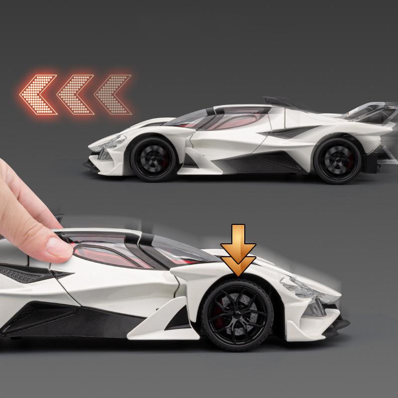 1:18 Apollo Project EVO Alloy Sports Car Model Diecast Metal Concept Racing Car Vehicle Model Sound and Light Childrens Toy Gift