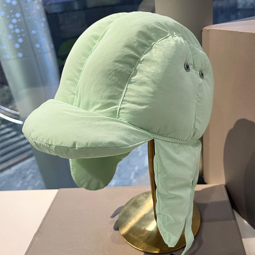 Solid Color Padded Bomber Hats Ear Flaps Thermal Padded Thermal Pullover Trapper Hat Korean Version Retro Style Ski Pilot Cap