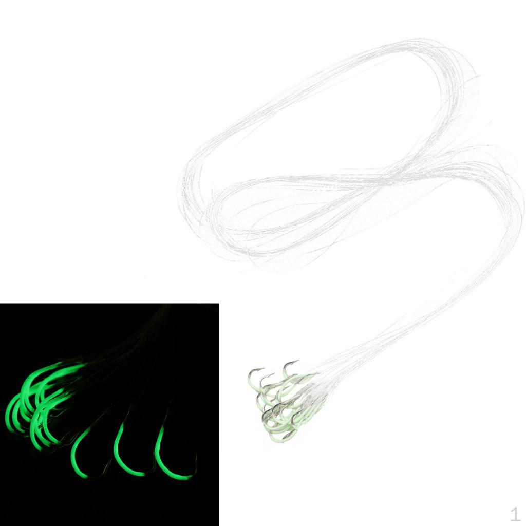 

20pcs Luminous Sharpened Barbed Fishing Hooks with String #22