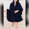 Autumn and Winter Plus Velvet Thickened Big Fur Collar Sequined Shawl Women's Fashion Short Cloak Top