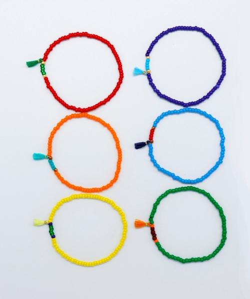 Bonbeau Ethnic Color Tassel Beads Bracelet, Accent Bead Bracelet, 6 Colors