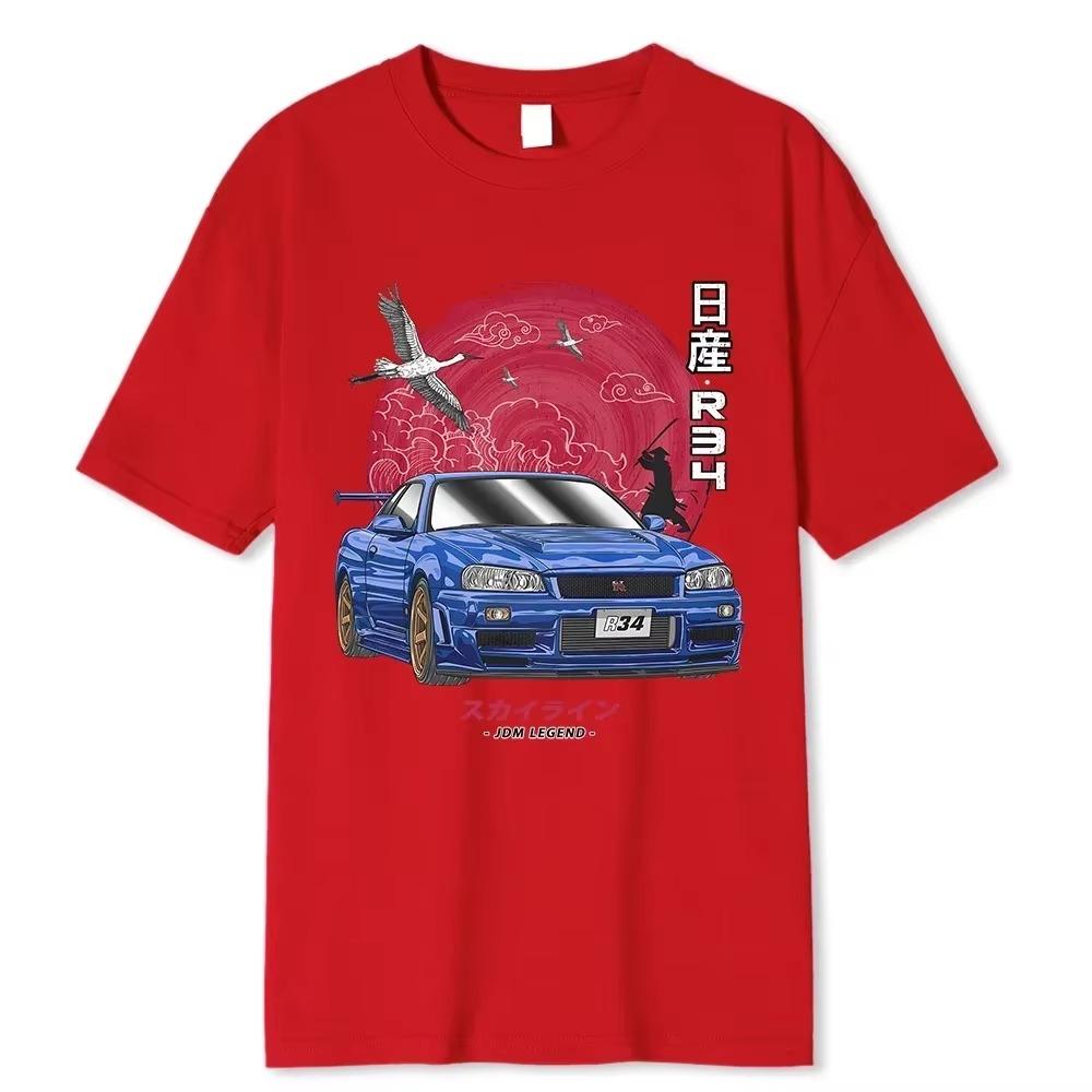 Cotton Initial D T Shirt Men Women Harajuku Aesthetic Oversize T-Shirt Funny JDM  Car Tshirjavascript:t Skyline R34 Tee Shirt